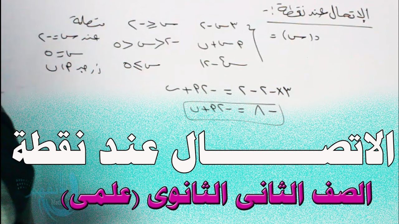 الاتصال عند نقطة الصف الثانى الثانوى الفصل الدراسى الاول ( علــــمى )تفاضل