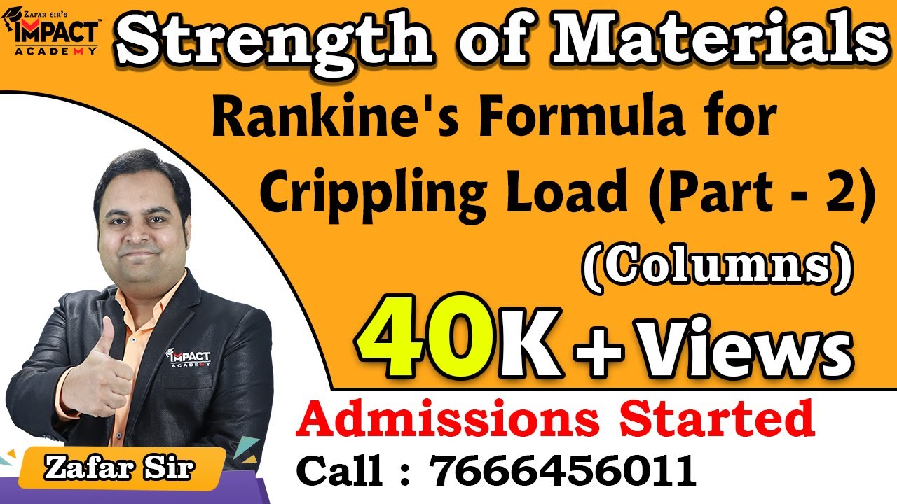 Rankine's Formula for Crippling Load (Part - 2) | Columns | Strength of Materials #engineering #2025