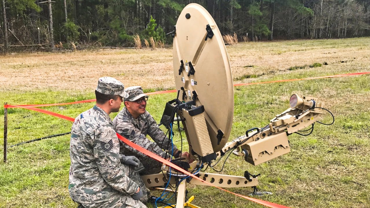 U.S. Air Force Combat Communications Squadron sets up a Radio Frequency Kit in Saudi Arabia