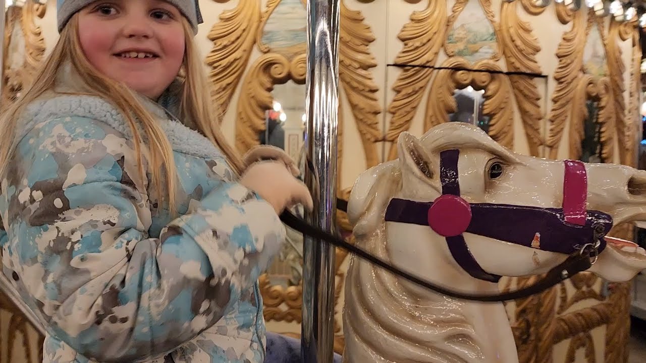 Michelle, Alyssa, and me riding the carousel at Kings Island (December 31st, 2022)