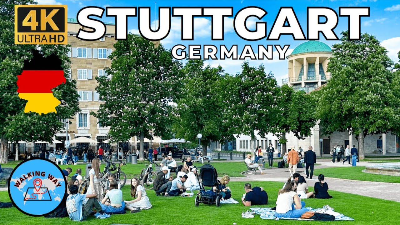 Stuttgart, Germany Walking Tour (Sunny Day🌞) - 4K 60fps with Immersive Sound & Captions