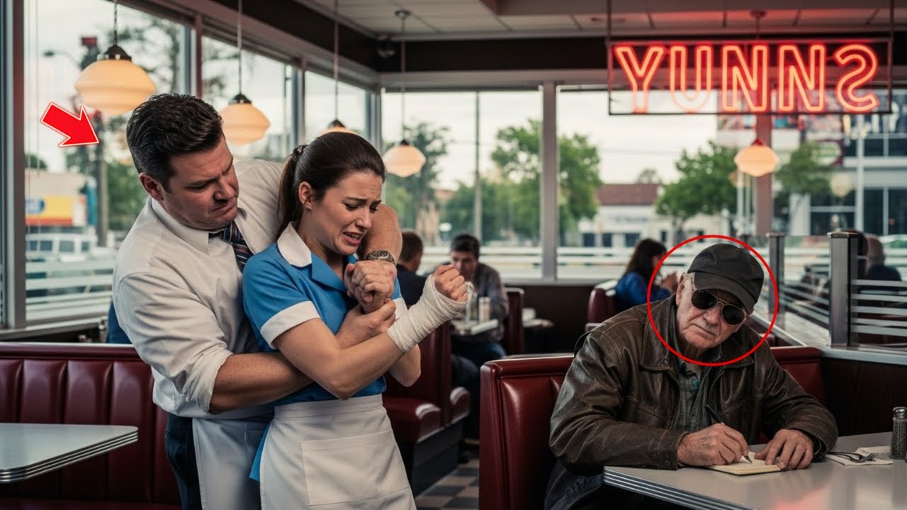 The cruel manager humiliates the waitress with the broken arm &mdash; Until the mysterious boss appears.
