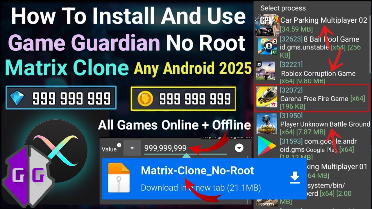How To Install And Use Game Guardian in Matrix Clone No Root Any Android || 2025
