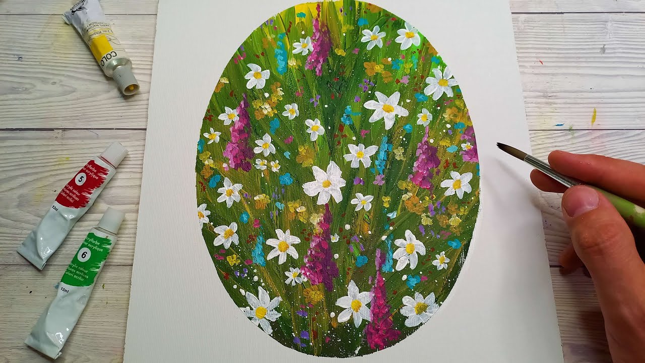 Pictez un Ou de Paste cu Flori multicolore pe el 🌹🌷Tutorial Pictura