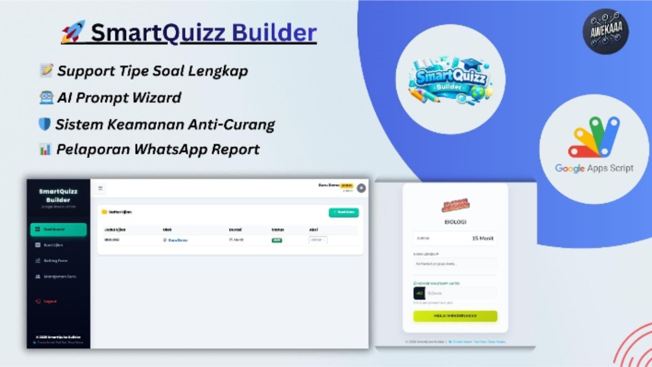 🚀 (SmartQuizz Builder) Aplikasi Ujian Online Serverless + AI Power #googleappsscript #ujianonline