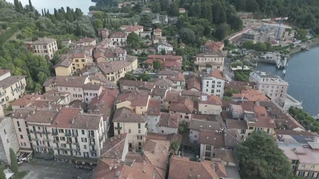 Drone over the Peninsula of Bellagio area on the Como Lake. July 2025. 