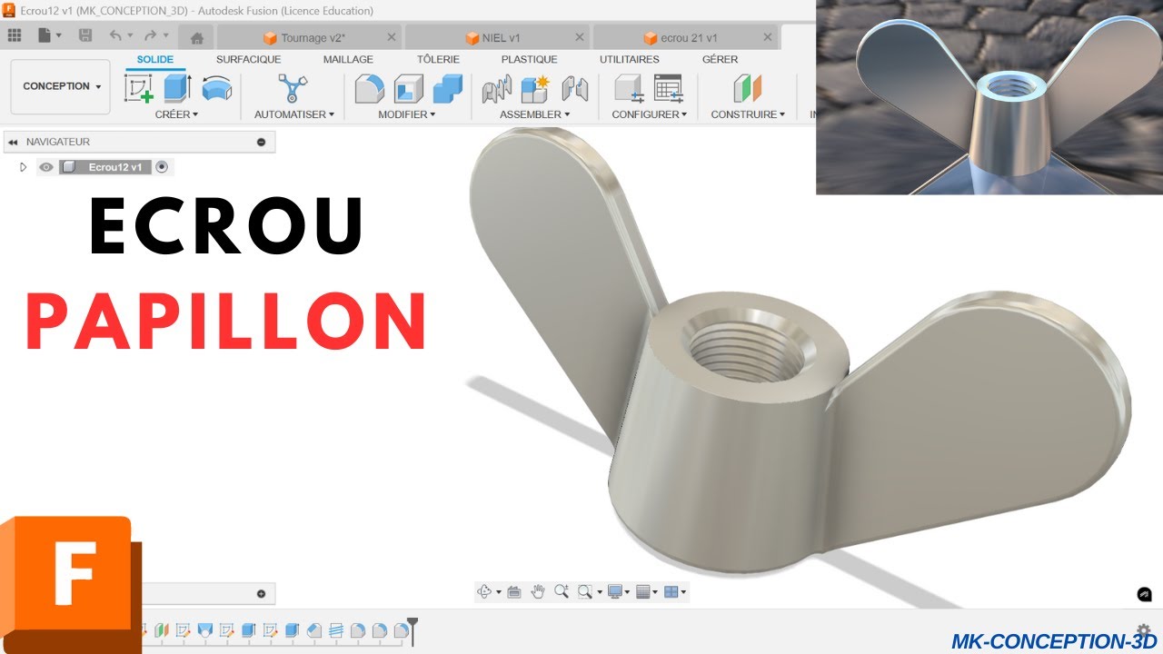 Comment concevoir un Ecrou Papillon sous FUSION360