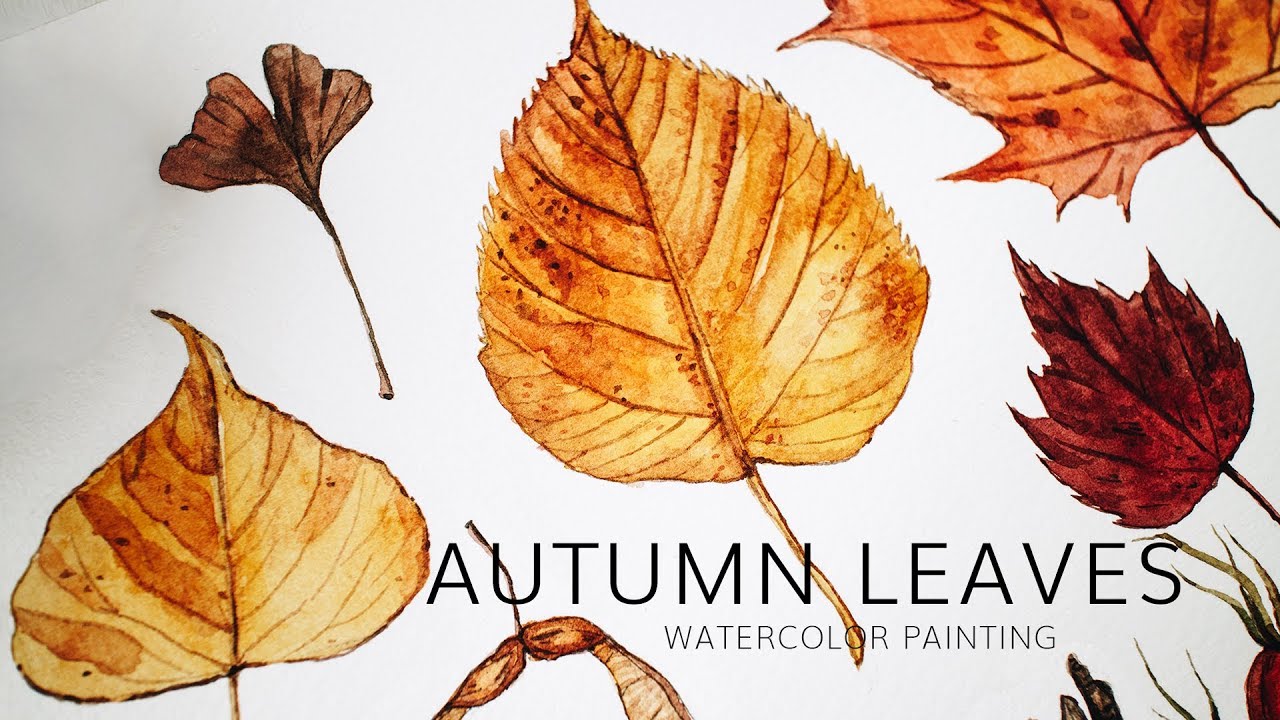 Autumn leaves painting · Fall season nature watercolor illustration time lapse