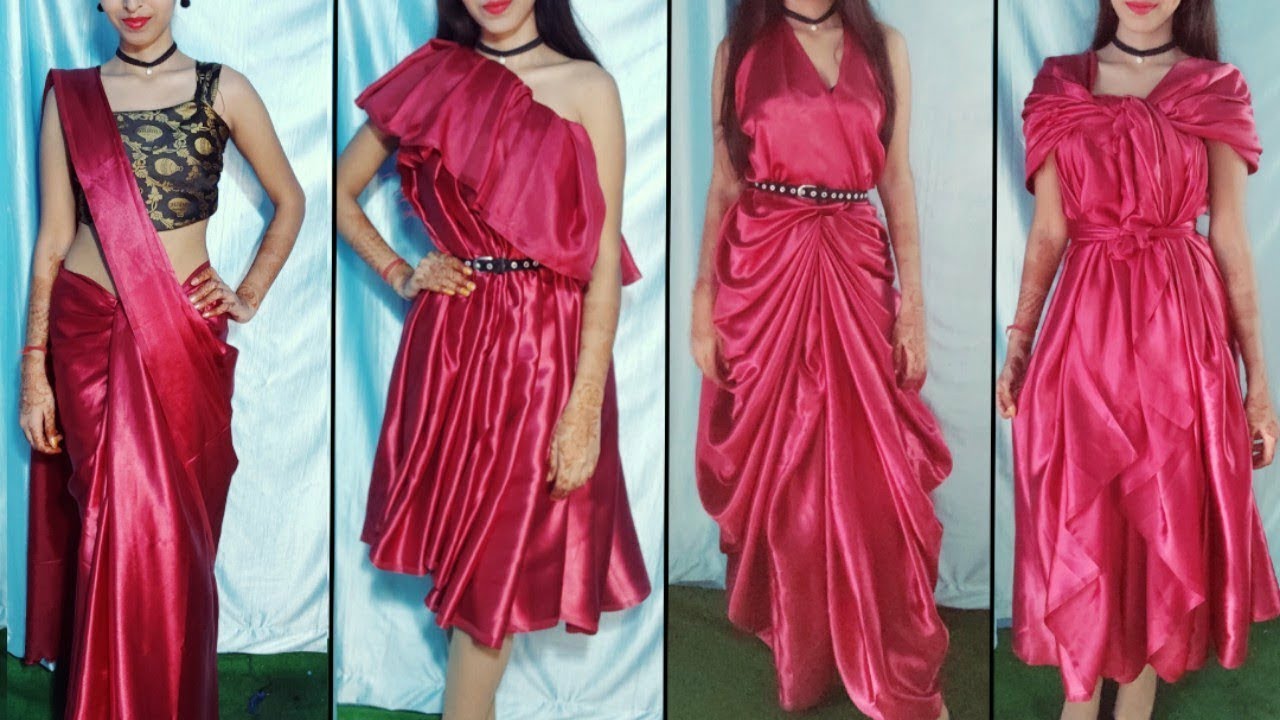 DRAPE YOUR SAREE IN THREE DIFFERENT STYLE OF WESTERN DRESSES|TURN YOUR SAREE IN WESTERN DRESSES