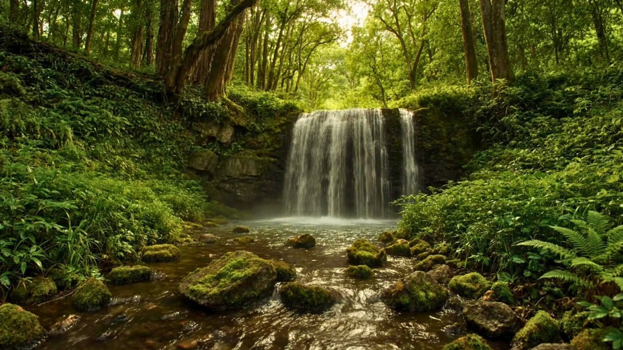 Healing Embrace Sleep Music in Night Waterfall for Inner Peace 🌙💧🤍