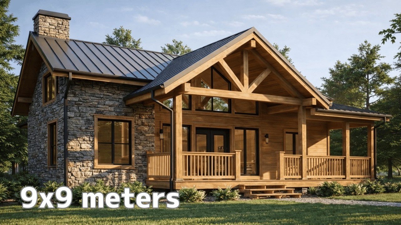 29'x29' (9x9m) Fabulous 2-Bedroom Cabin Design - Perfect Small Home!