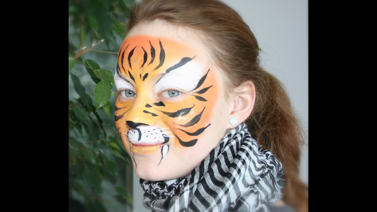 Tiger face painting tutorial - Easy tiger makeup