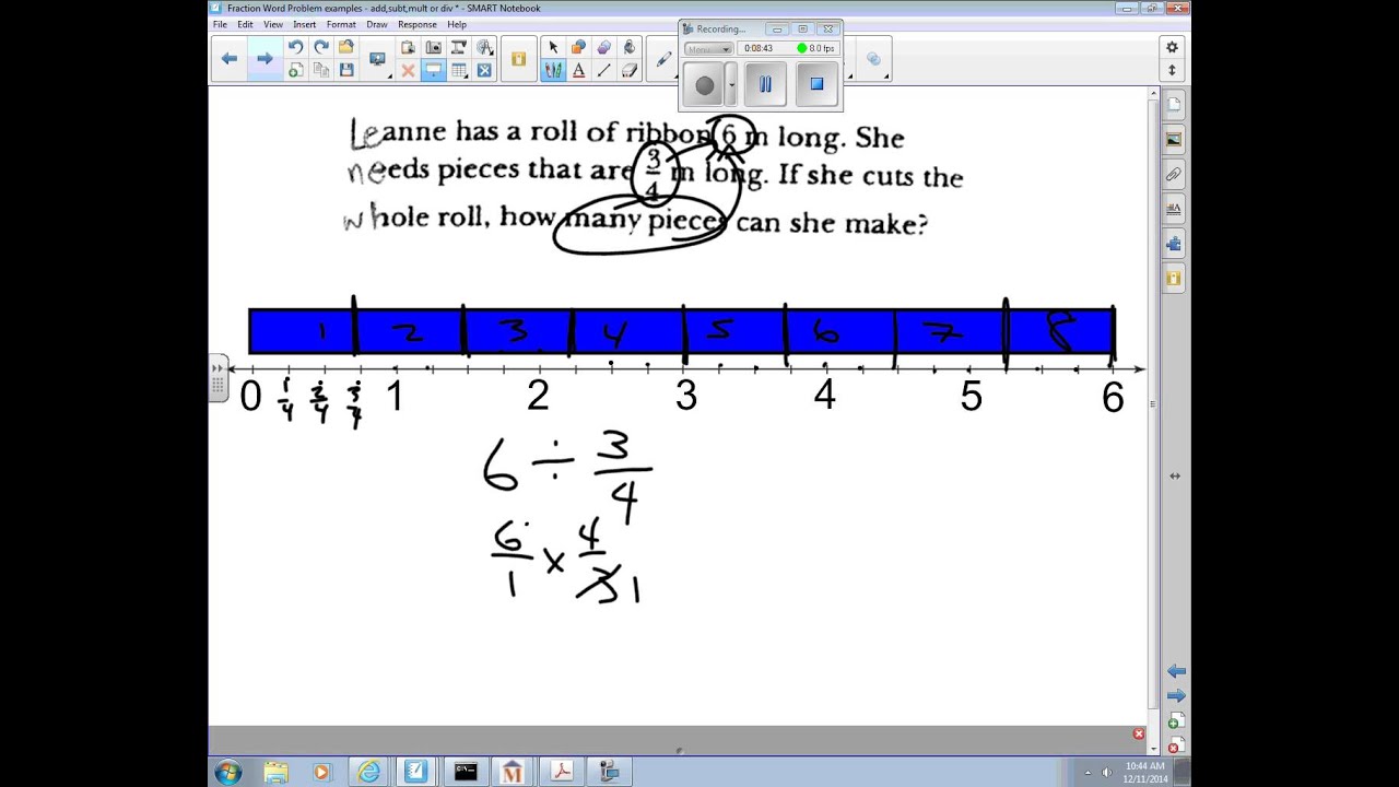 Grade 8 word problem fraction examples