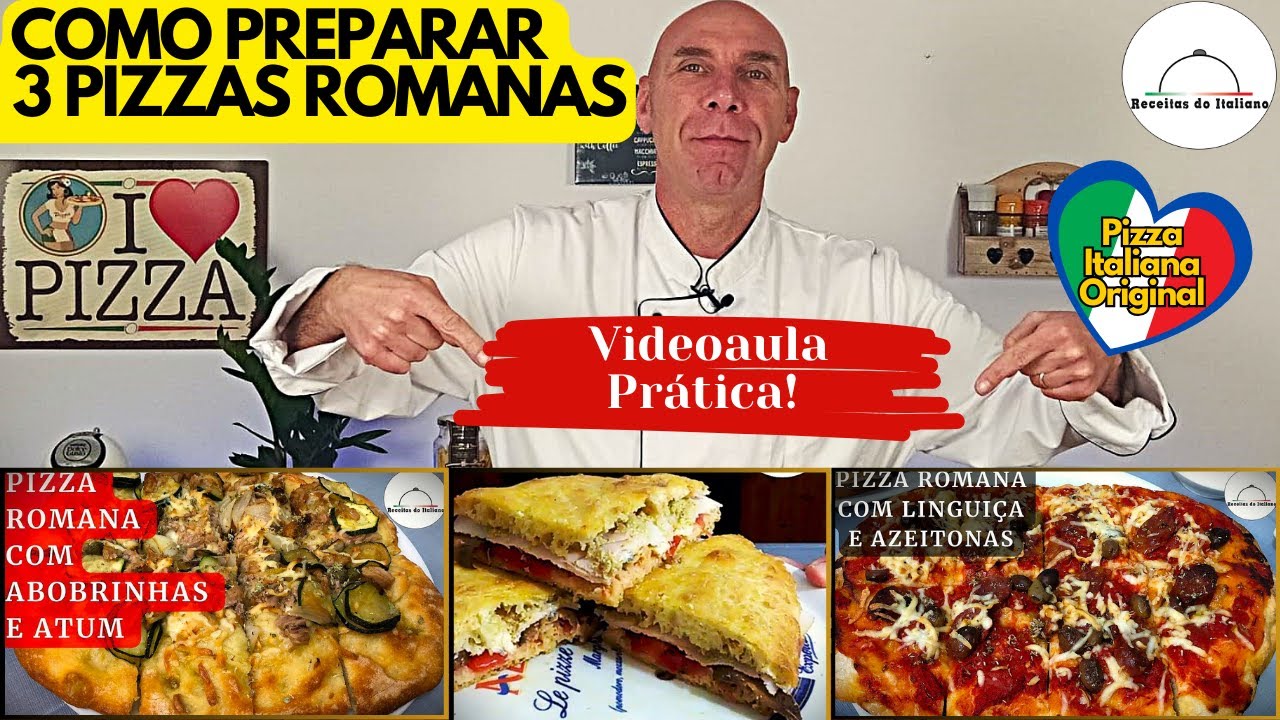 Essa &eacute; a prepara&ccedil;&atilde;o passo a passo, de 3 pizzas italianas de alta hidrata&ccedil;&atilde;o - Receitas do Italiano -