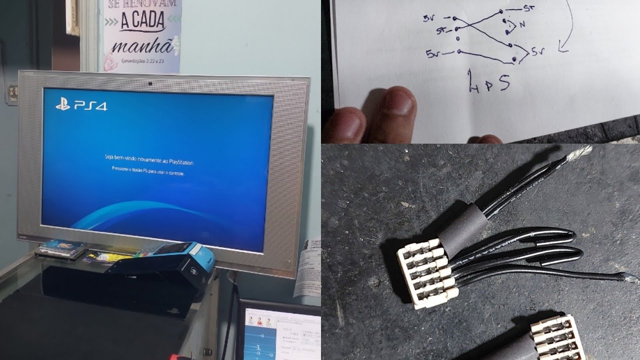 Como Converter Fonte de 5 Pinos pra 4 Pinos e Inverso com todas as tensões. Playstation 4 FAT