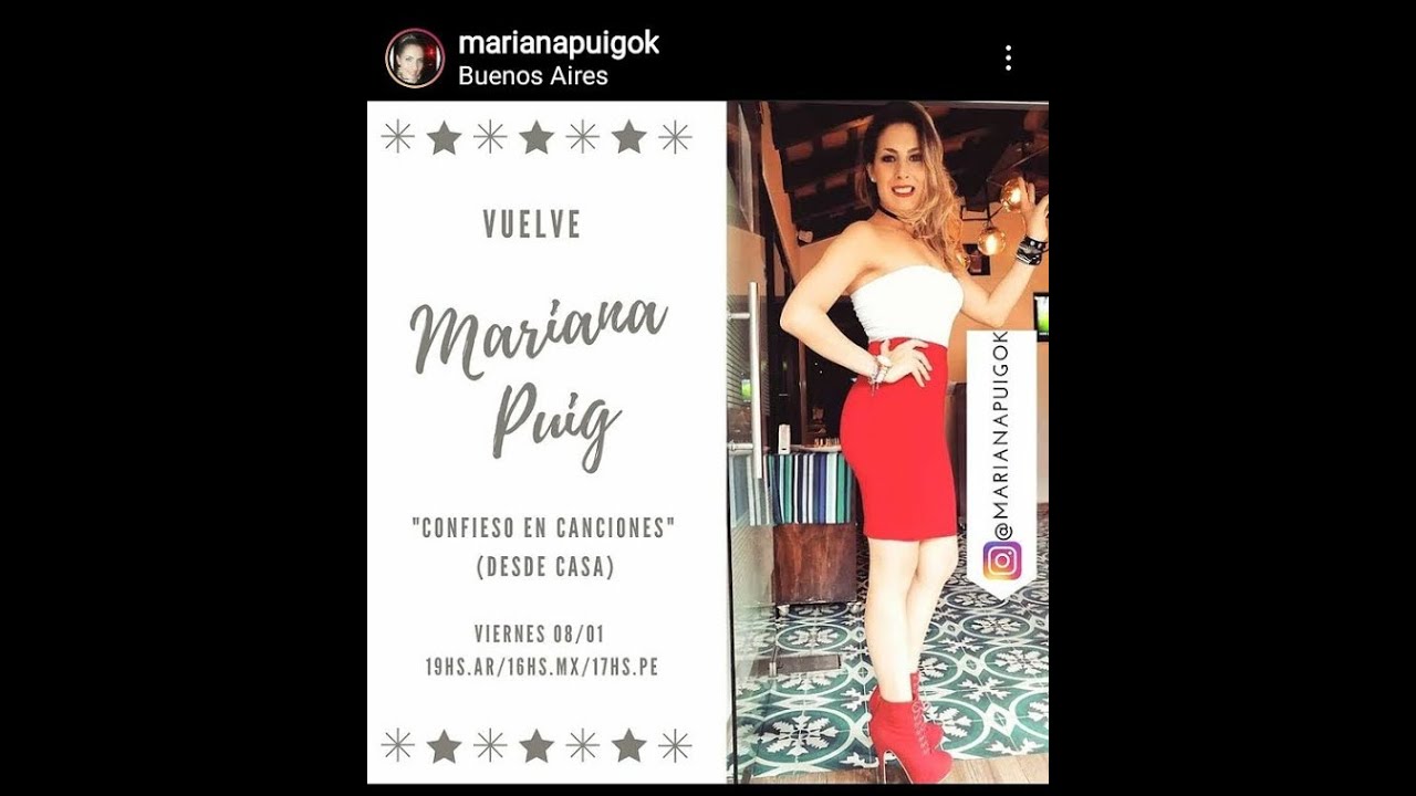 8.1.2021 MARIANA PUIG primer Confieso en Canciones del año - show covers Instagram live con posteos