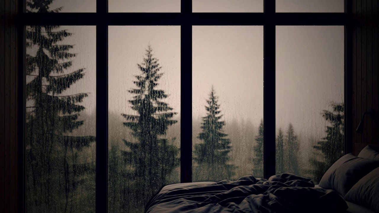 Rain on Window and Soft Cabin Ambience 🌧️ Relaxation, Sleep, and Mindful Calm