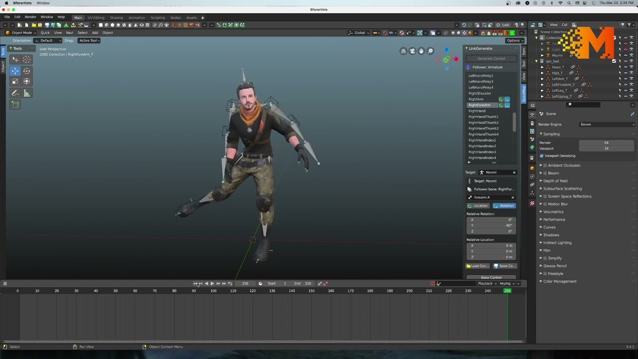 Free AI motion capture from video with Blender and Movmi.