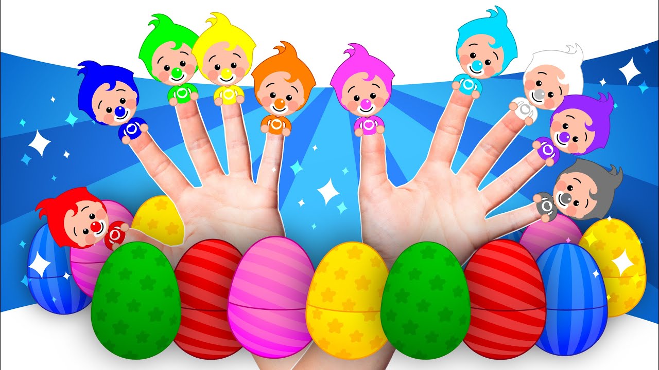 10 Ovos Surpresa Coloridos #2 (Com Família Dedo) 🖐️ | Aprendendo com Um Herói do Coração