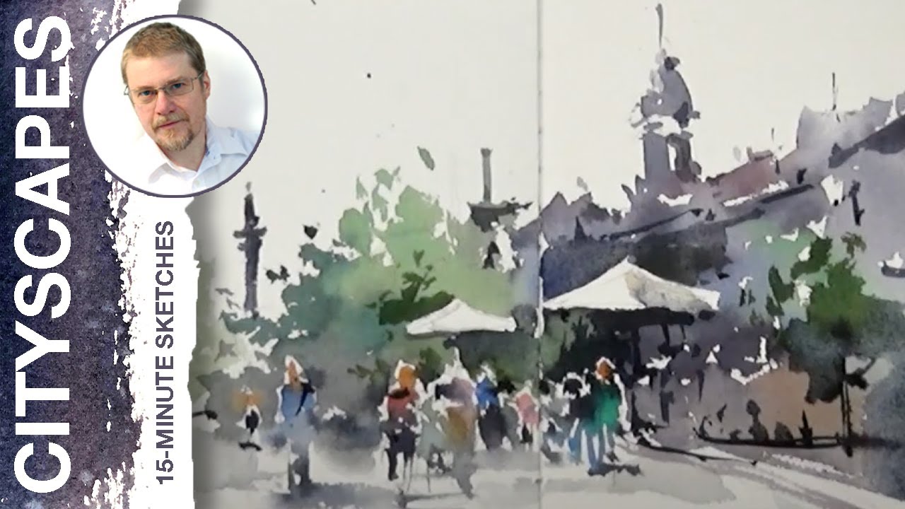 #81 My Hometown: Painting Place Jacques-Cartier, Montreal (Watercolor Cityscape Tutorial)