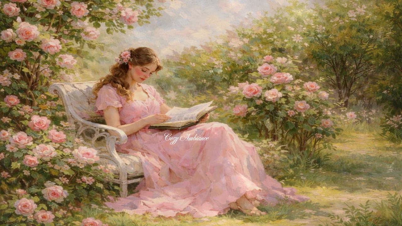 Quiet Reading in a Rose Garden 🌸📖 | Soft Piano Music • Vintage Calm Aesthetic