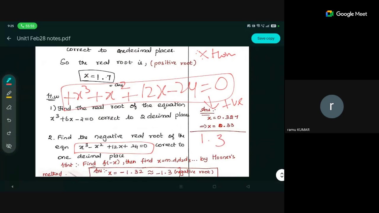 Semmozhi IAS Academy - UG TRB:UN1 , Top: algebra & Trig, Sub Top:Horners &Cardon's