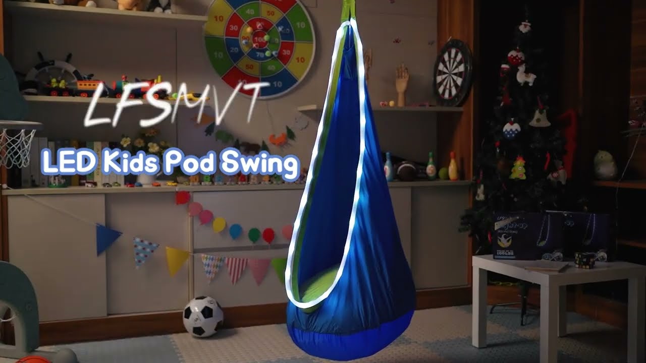 Light Up Kids Pod Swing Seat ! Kids Hanging Hammock Swing with LED Lights !
