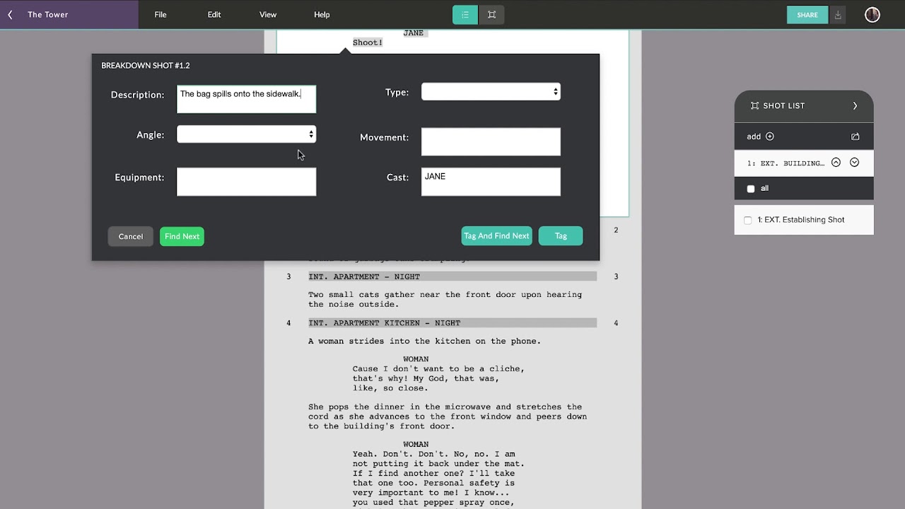 How to Create a Shot List in Celtx