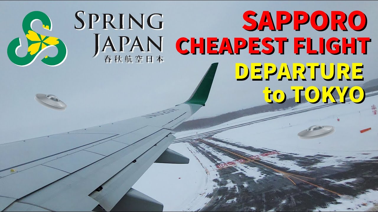 【SPRING JAPAN AIRLINES】 Boeing 737 Cheapest Flight 【北海道札幌、新千歳空港 出発→東京、成田空港 着陸】 空の旅 雪の世界【4K】