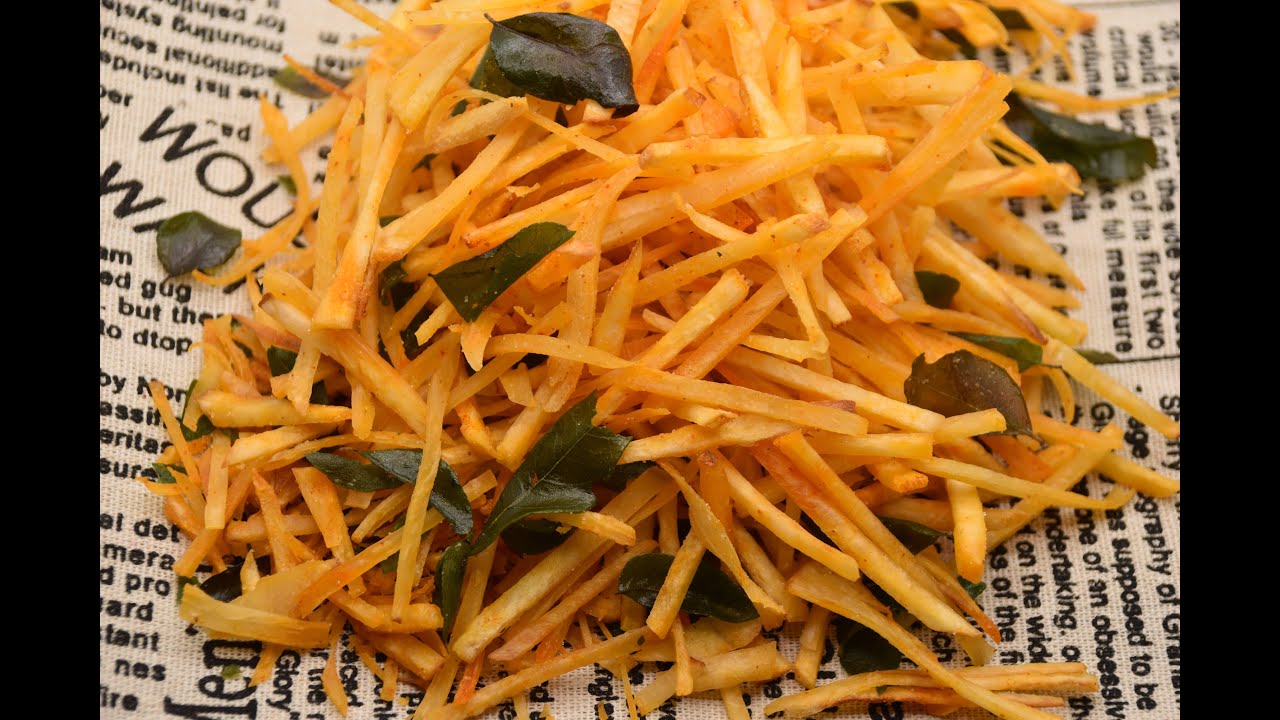 Crispy Cassava fries recipe / easy snack to make at home / Tapioca Chips /  Maravalli Chips / snacks