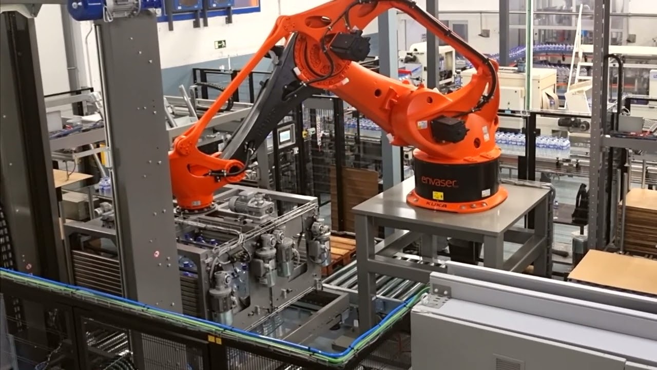 24004 - ROBOT PALETTIZZATORE - A CESTELLO - DUE LINEE CON REGGIATRICE