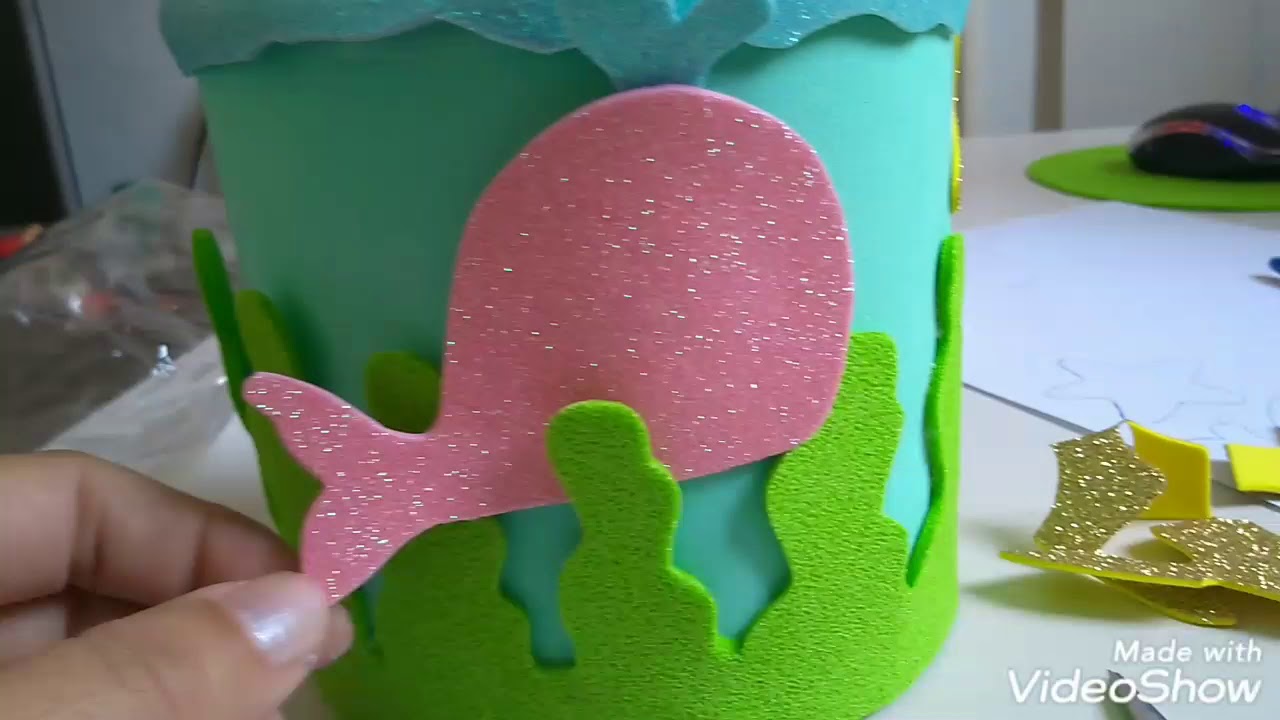 Decoração de lata recicladas fundo do mar! Com Eva