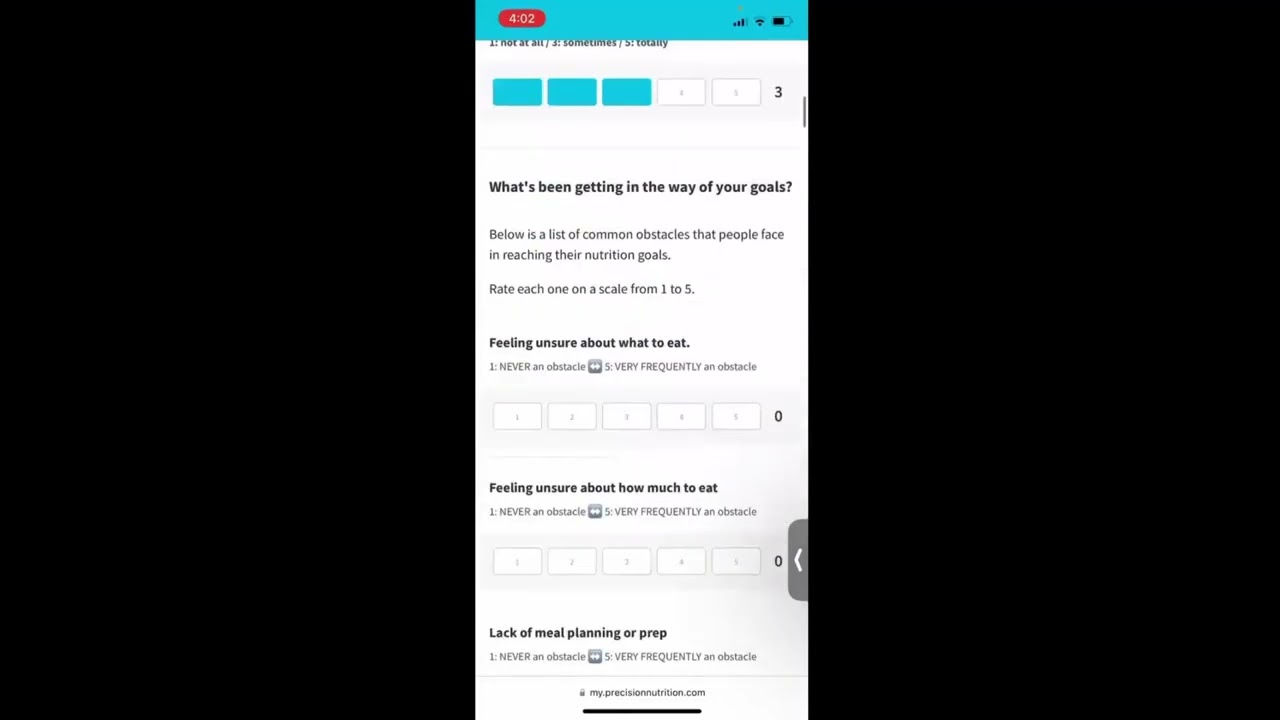 Precision Nutrition Pro Coach Intake Questionnaire