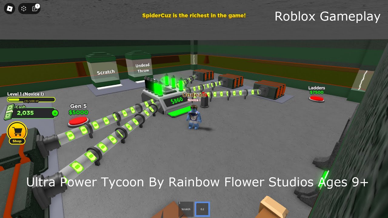 Ultra Power Tycoon By Rainbow Flower Studios Ages 9+ (Roblox Gameplay)