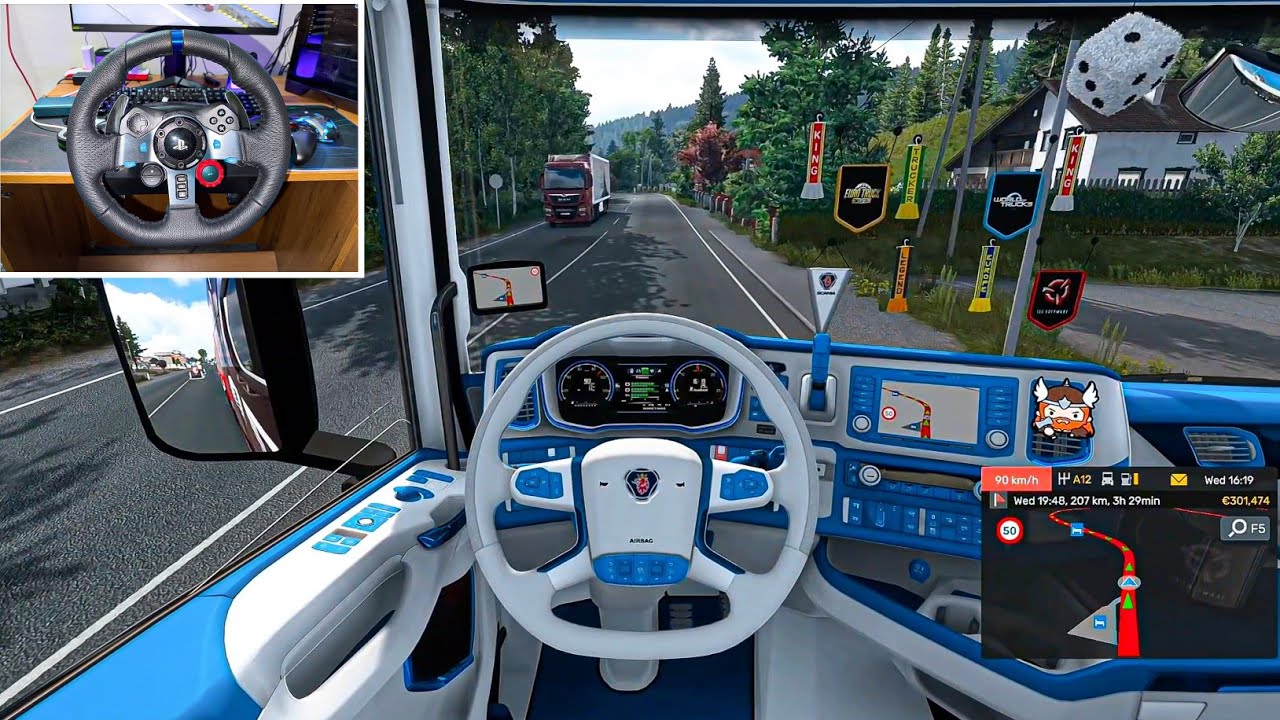 Realstic Truck driving through scenic switzerland | truck simulator | Logitech g29 setup gameplay 