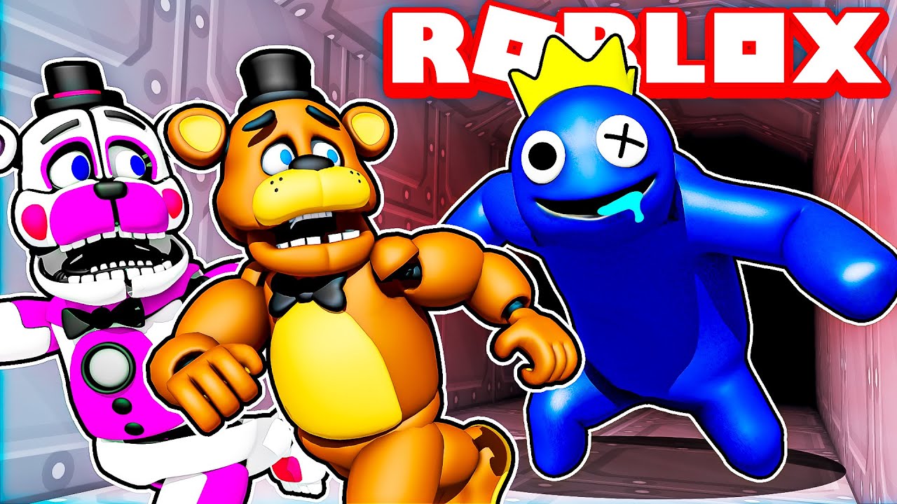 Escaping BLUE in Roblox RAINBOW FRIENDS with Freddy and Funtime Freddy