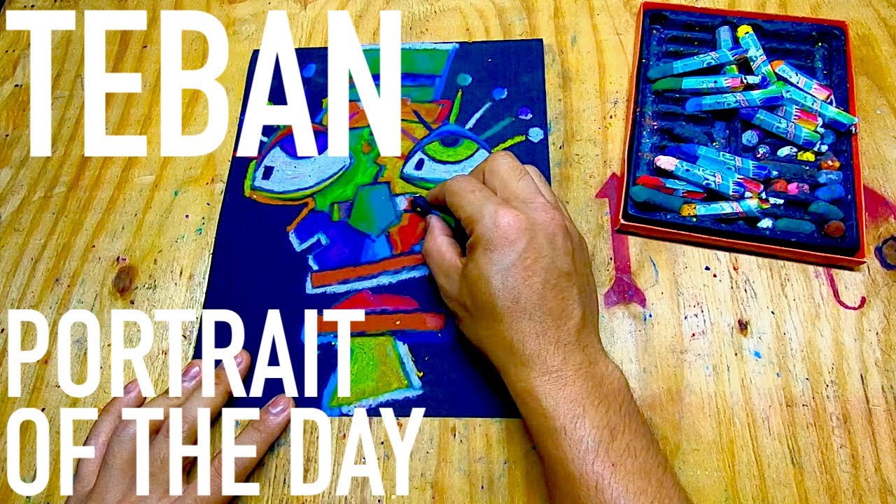 #73 TEBAN / Pastel on Sand Paper/ Portrait of the Day / How To Do Cubism Art / Easy & Relaxing