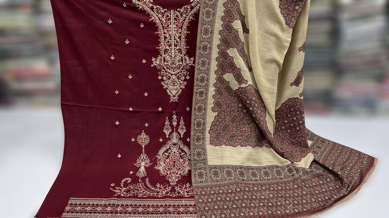 Роскошная шаль из персиковой кожи с вышивкой и чистой пашминой | Новые поступления | Зимняя колле...