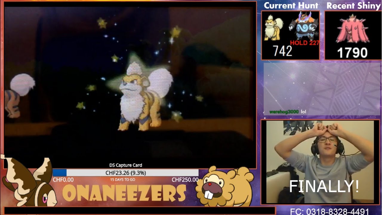 [Live] Golden Doge Appeared! Shiny Growlithe at 743 Encounters! - Pokemon Sun and Moon