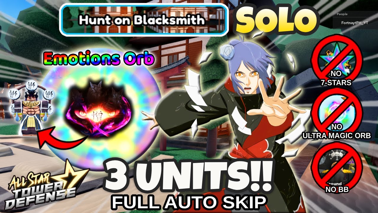 Solo Hunt on Blacksmith Raid w/ 6Star KONAN | 3 Units Full Auto Skip | Roblox All Star Tower Defense