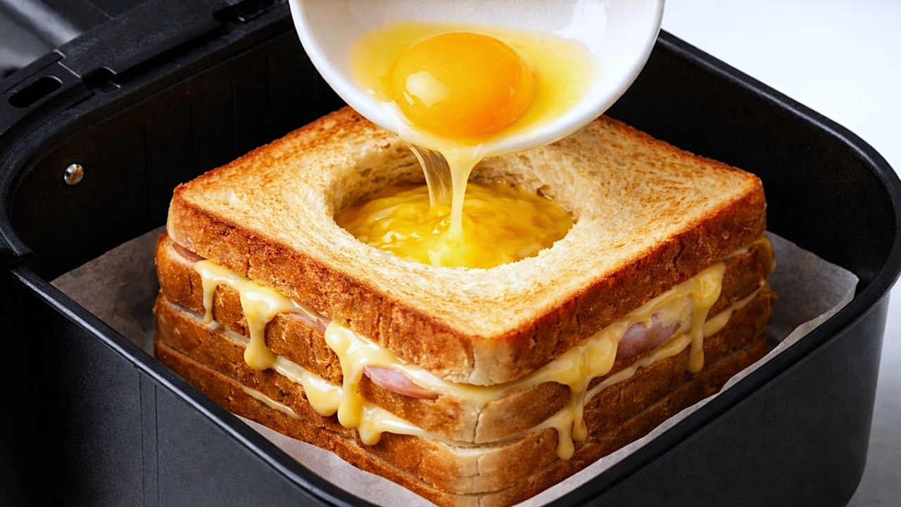 Тост ещё никогда не был таким вкусным! Завтрак из аэрогриля с яйцом