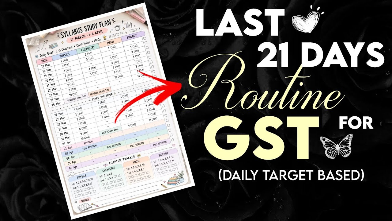 LAST 21 DAYS Routine for GST Preparation 😳 | Daily Target Study Plan