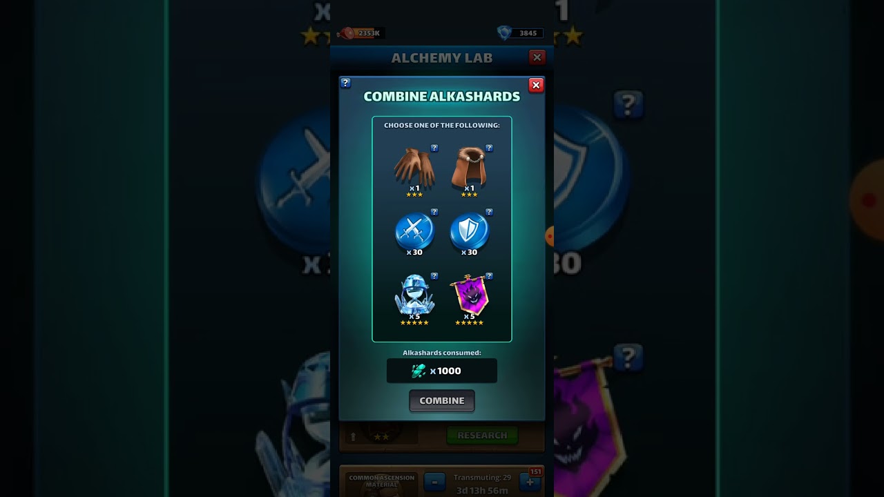 Empires & Puzzles - 100 Alchemy Lab Alkashards
