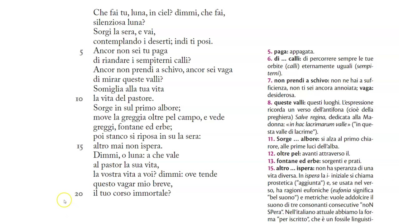 GIACOMO LEOPARDI - I CANTI PISANO RECANATESI E IL CANTO NOTTURNO DI UN PASTORE