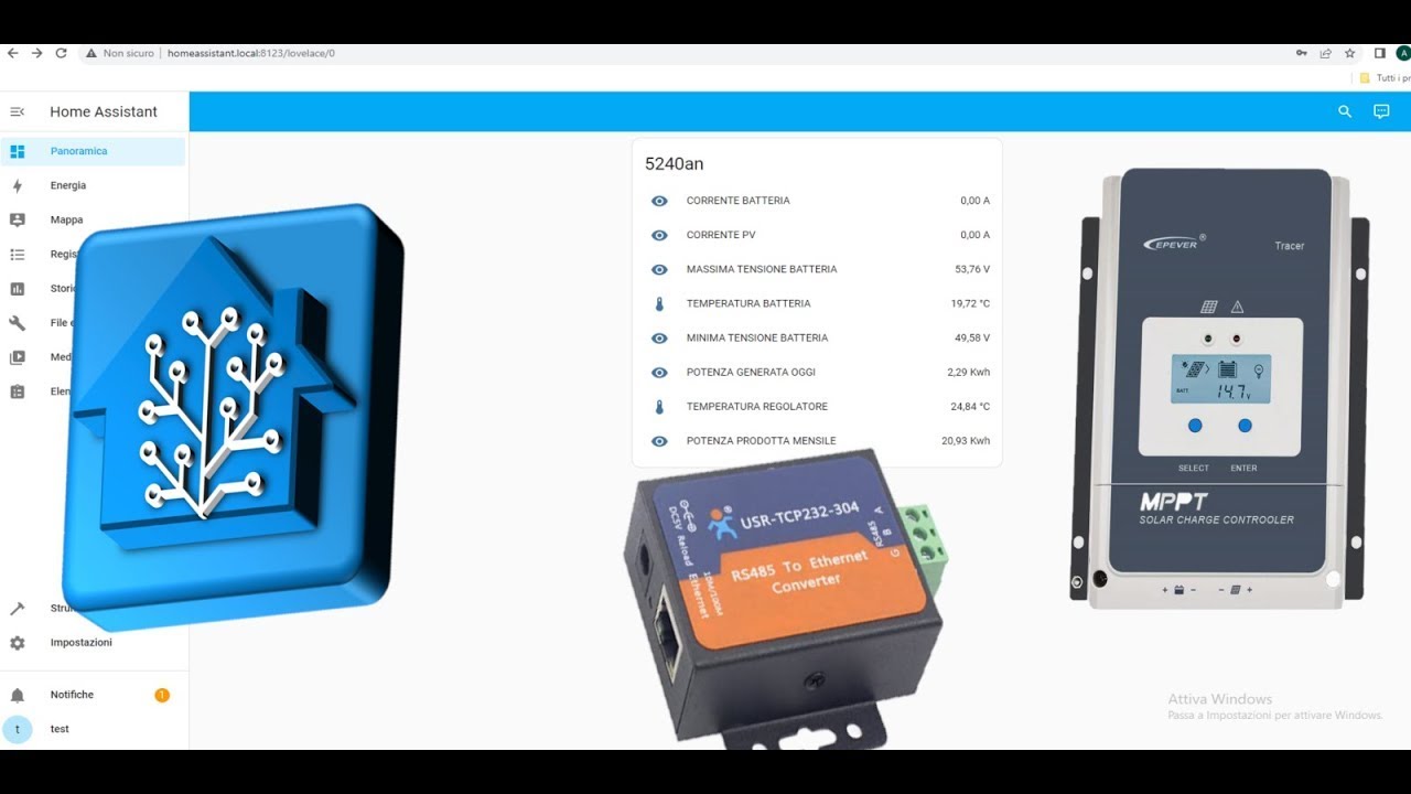 N 5 CONFIGURAZIONE CONVERTITORE WAVESHARE RS485 LAN E HOME ASSISTANT