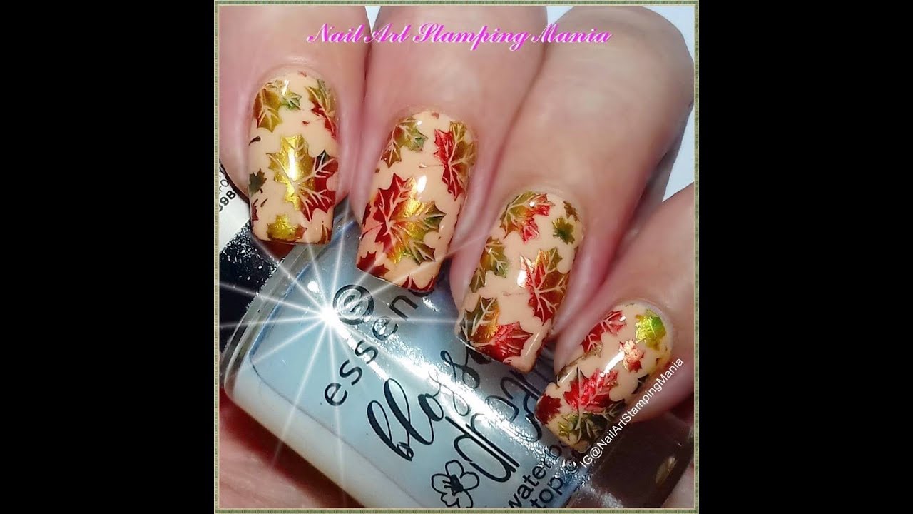 How to Stamp with Permanent Markers and Mirror / Metal Polishes - Fall Manicure