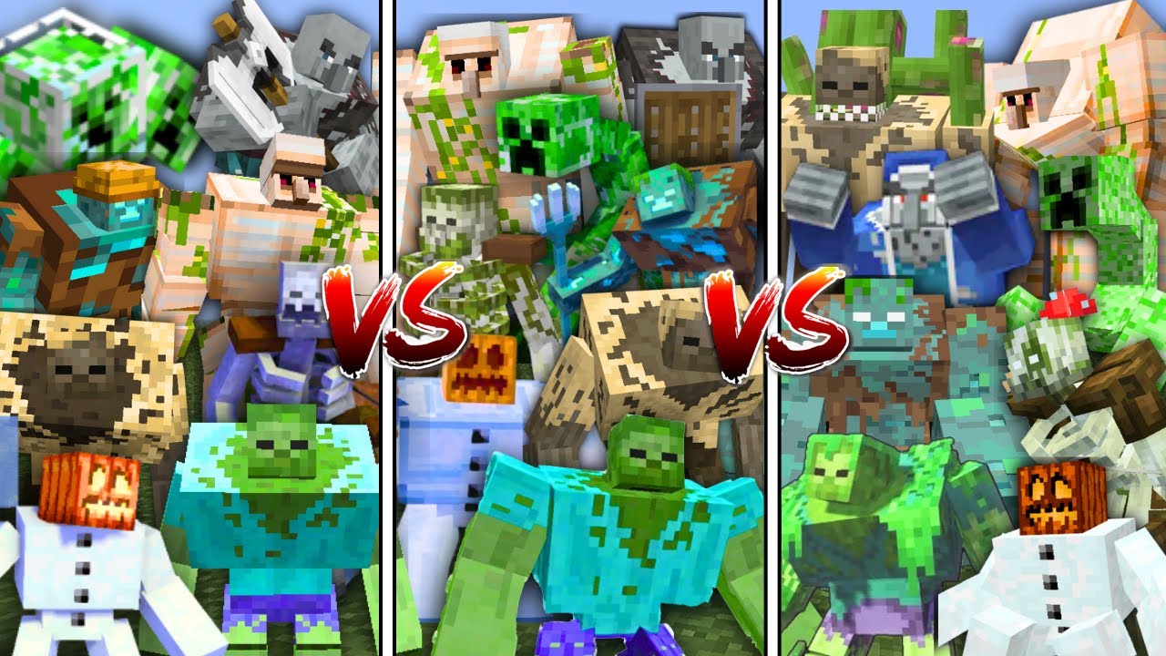 Все мутанты против мутантов против мутантов в битве мобов Minecraft.