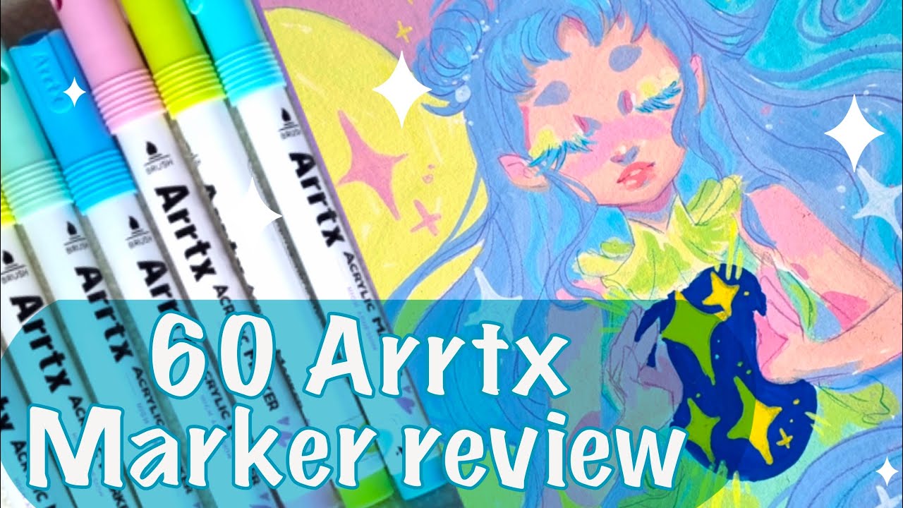 Arrtx 60 Color Acrylic Marker Set ⭐ Swatching and Illustration