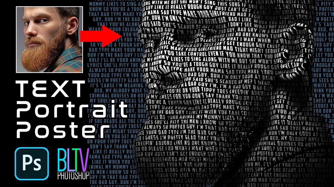 Photoshop: создайте мощный постер с ТЕКСТОВЫМ ПОРТРЕТОМ!