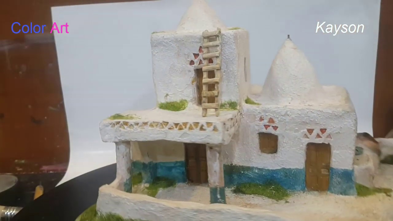 How to build an old house of wood and clay    عمل بيت طيني بطريقة سهلة